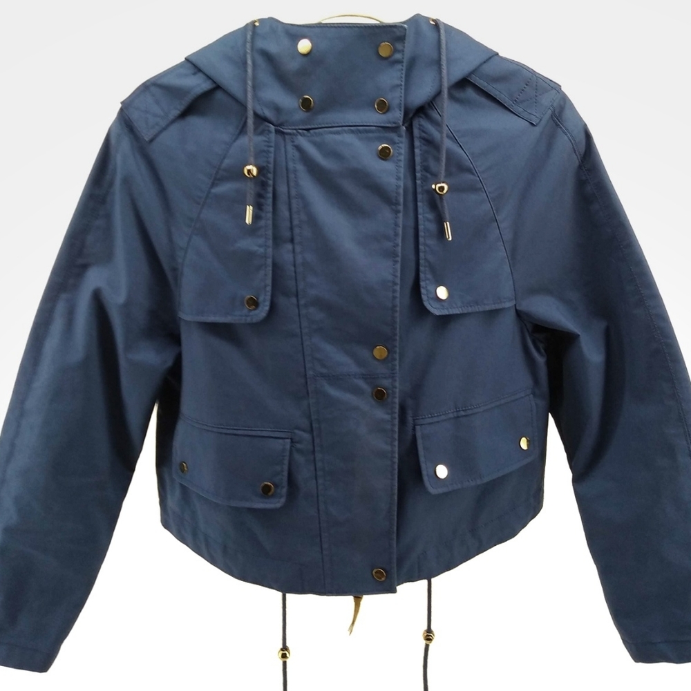 Zara Cropped Hooded Waterproof Rain Coat